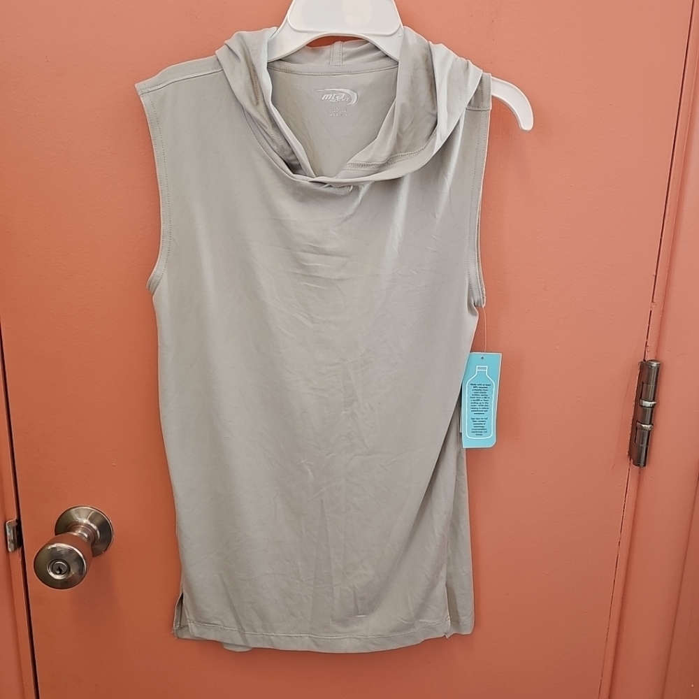 NWT MTA Sport Boys Size L(10/12) Gray Hooded Tank Top Active Athletic Fast Dri